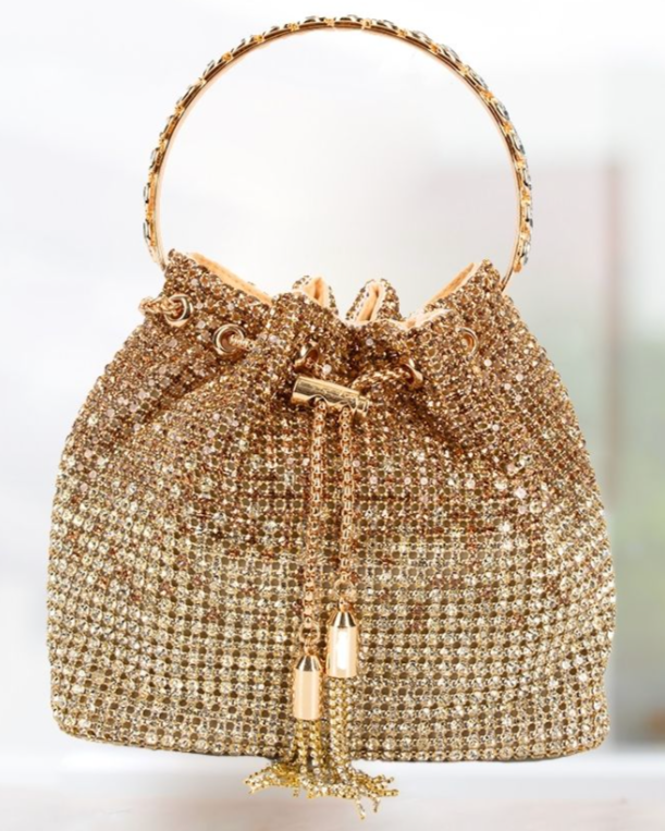 Mary Rhinestones Drawstring Bag